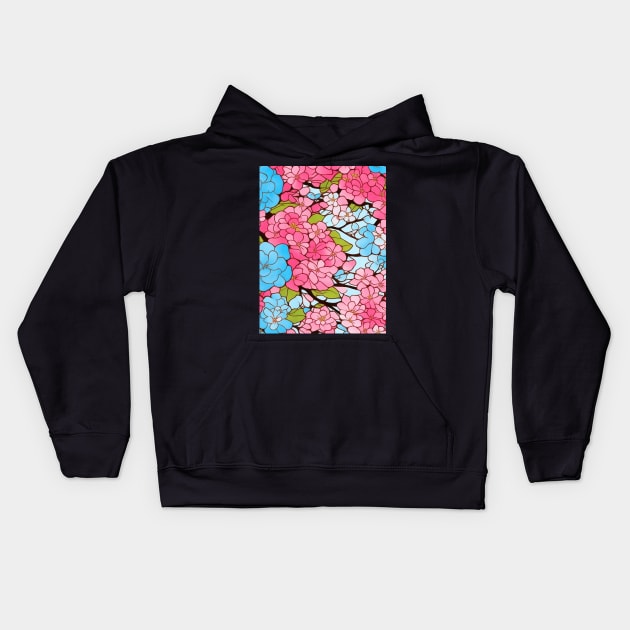 colorful floral trees abstract soft paint Japanese style unique Kids Hoodie by myouynis